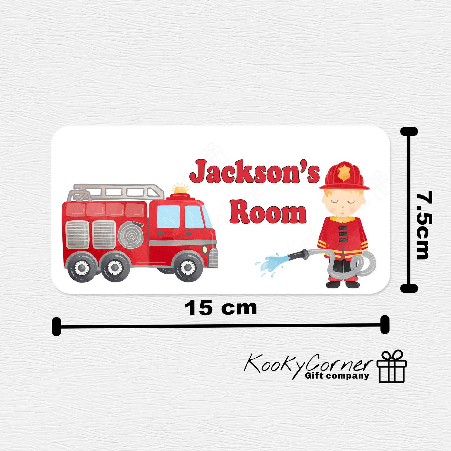 Fireman Children's Door Plaque