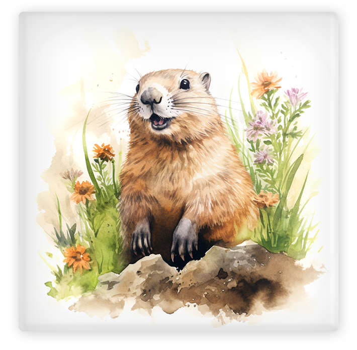 Groundhog Glass Coaster Set