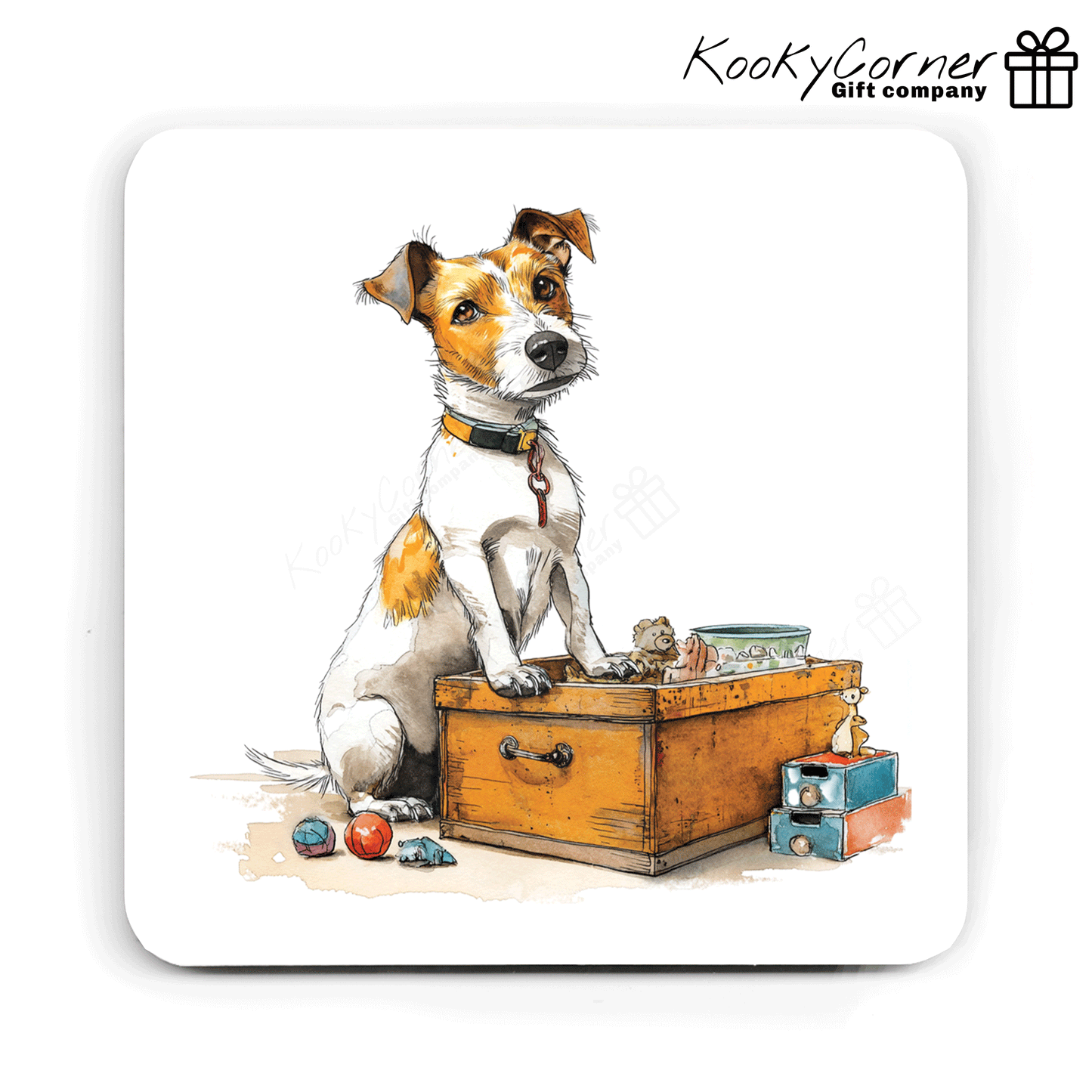 Jack Russell Hardwood Coaster Set