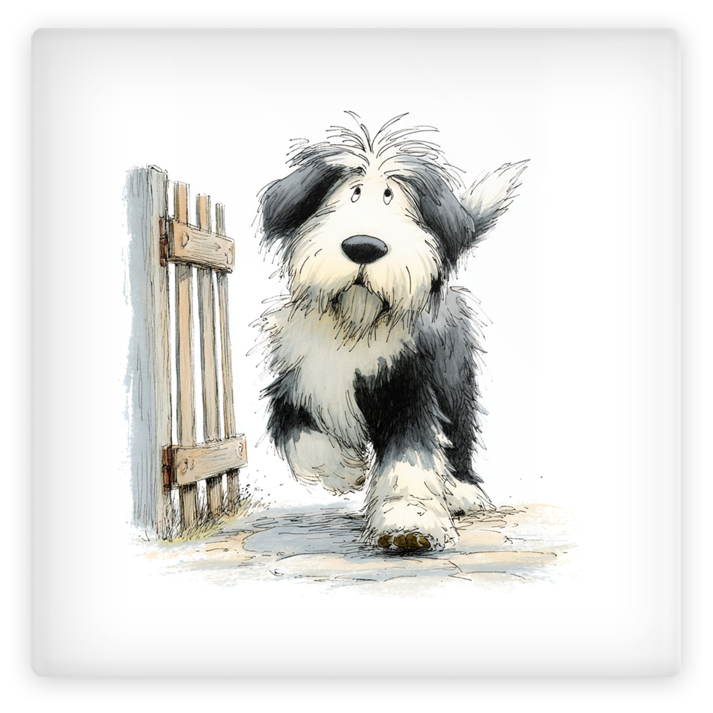 Old English Sheepdog Glass Coaster Set