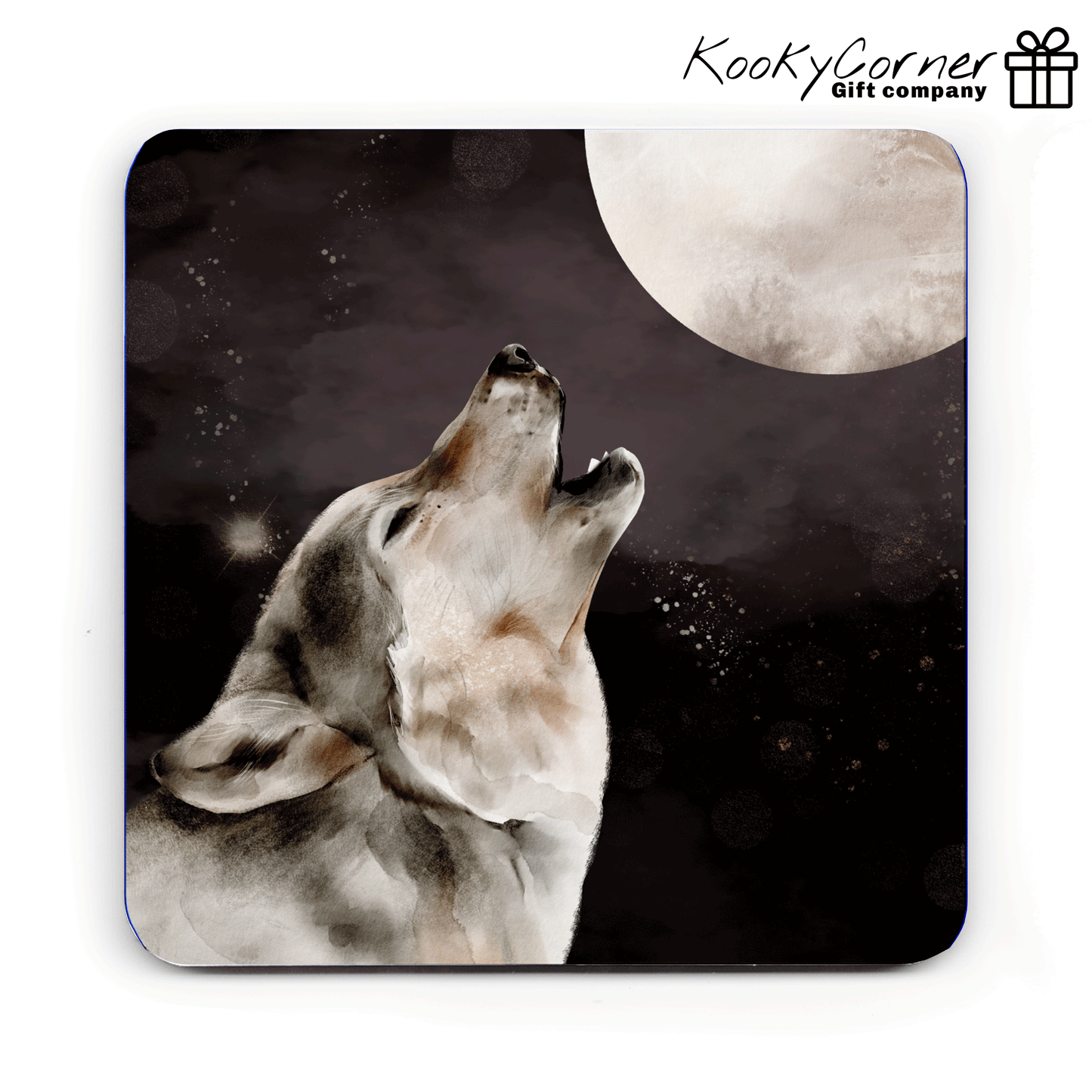 Howling Wolf Hardwood Coaster Set