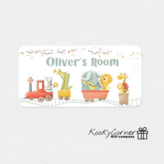 Animal Train Personalised Children's Door Plaque
