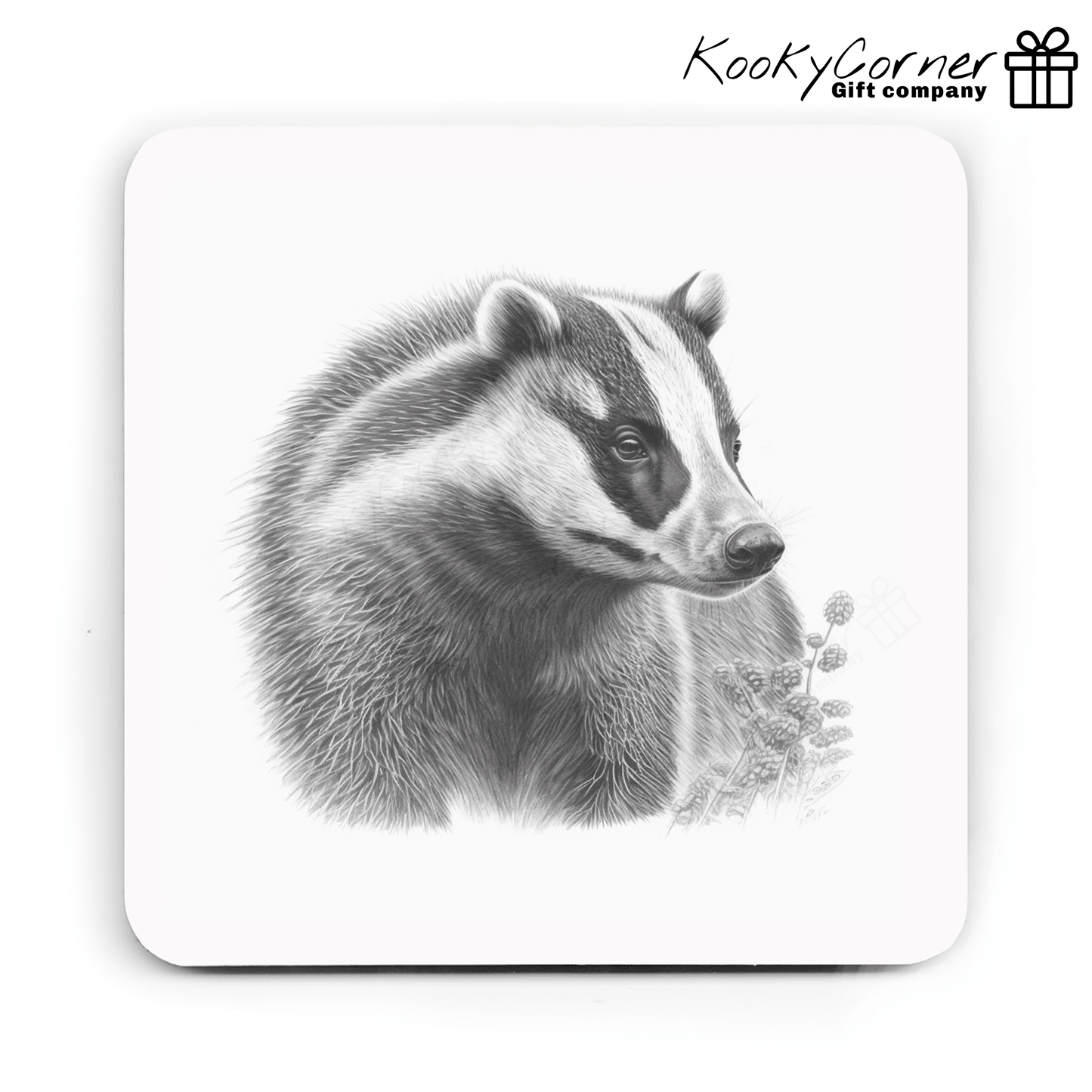 Woodland Animal Sketch Hardwood Coaster Set