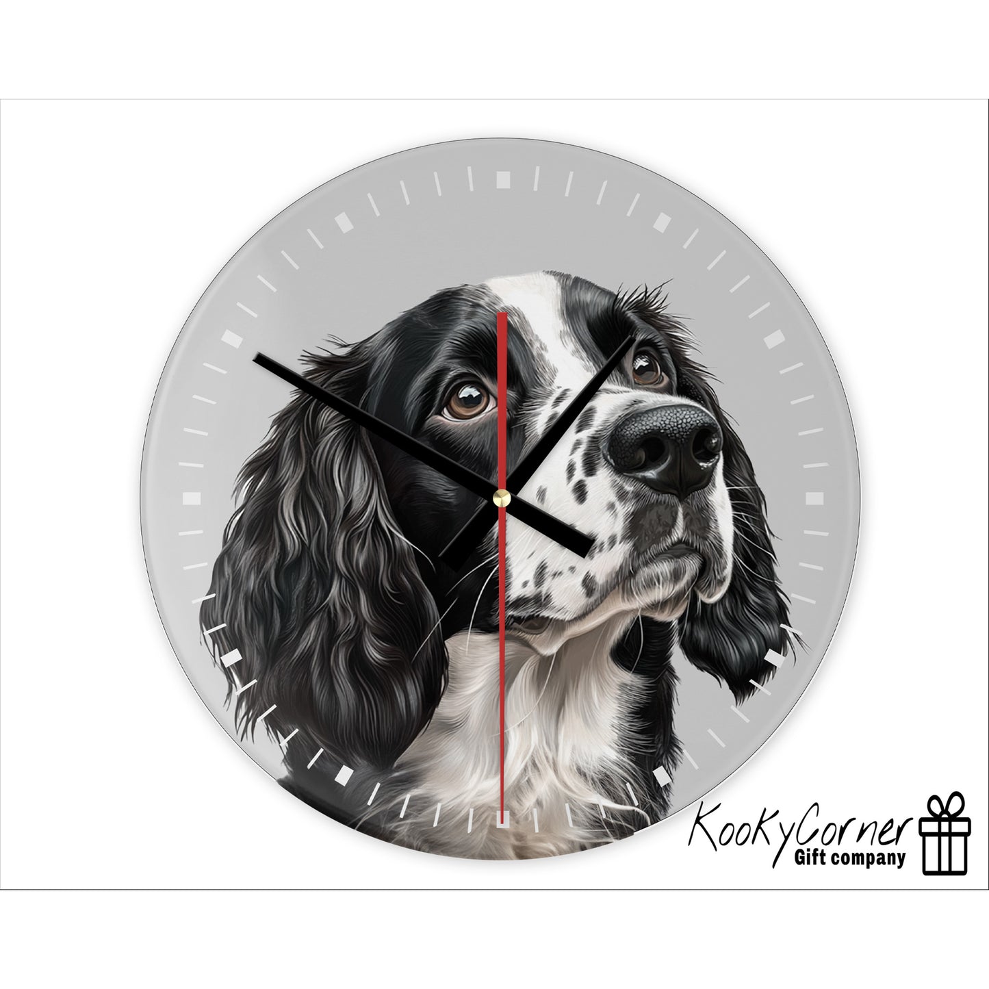 Black & White Springer Spaniel Wall Clock (20cm)