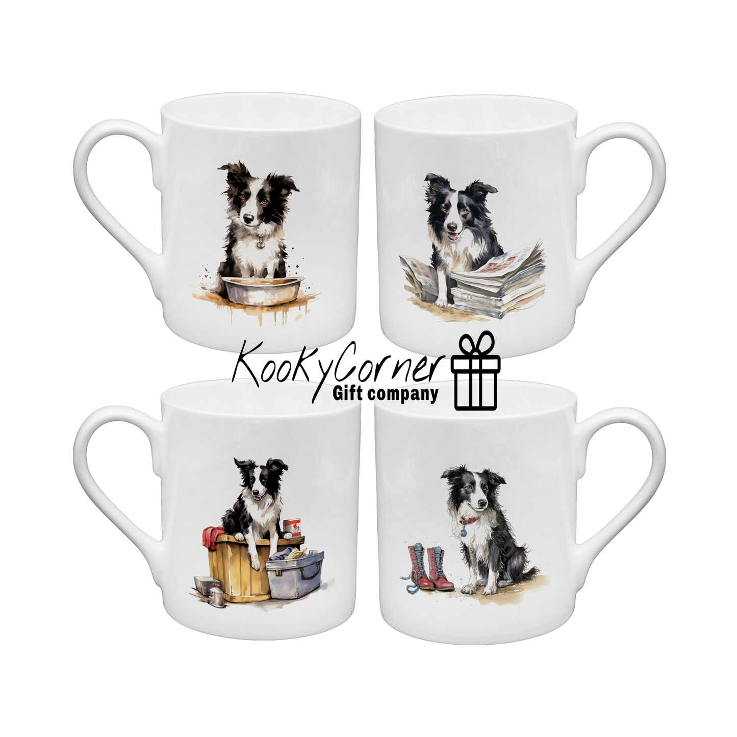 Border Collie China Mug Set