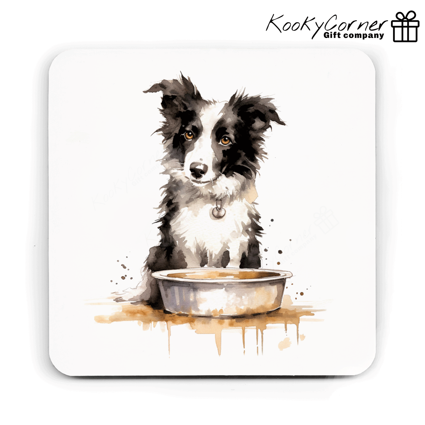 Border Collie Hardwood Coaster Set