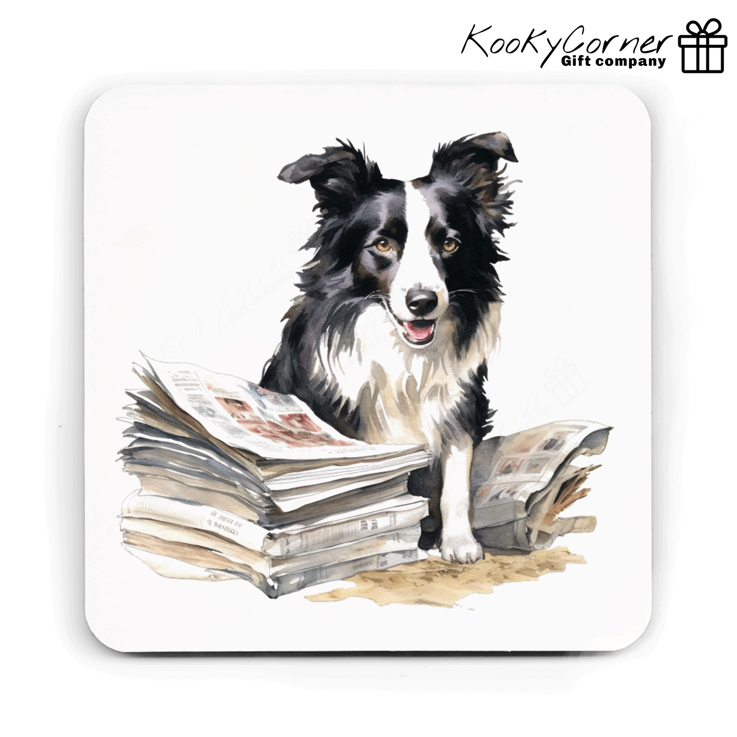 Border Collie Hardwood Coaster Set