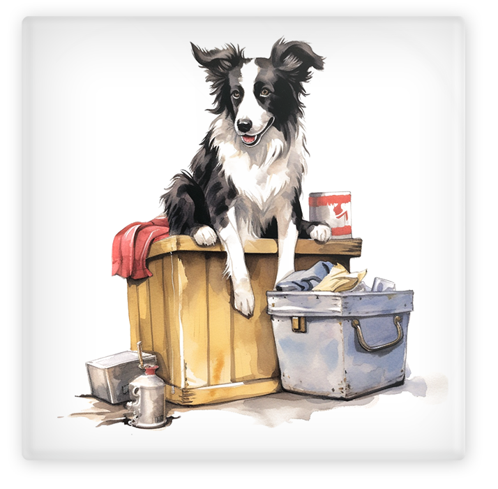 Border Collie Glass Coaster Set