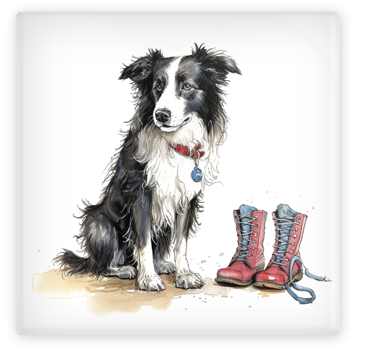 Border Collie Glass Coaster Set