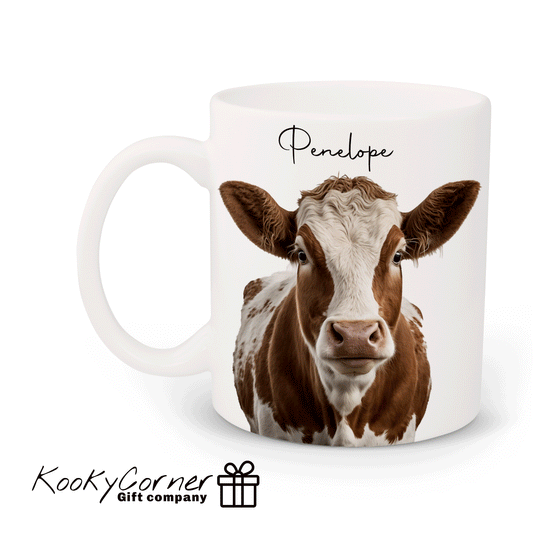 Brown and White Cow Mug