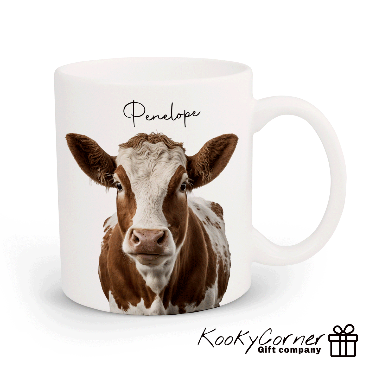 Brown and White Cow Mug