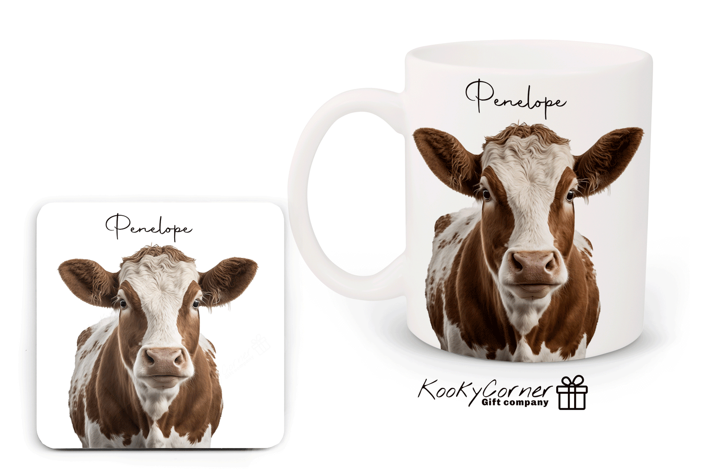 Brown and White Cow Mug