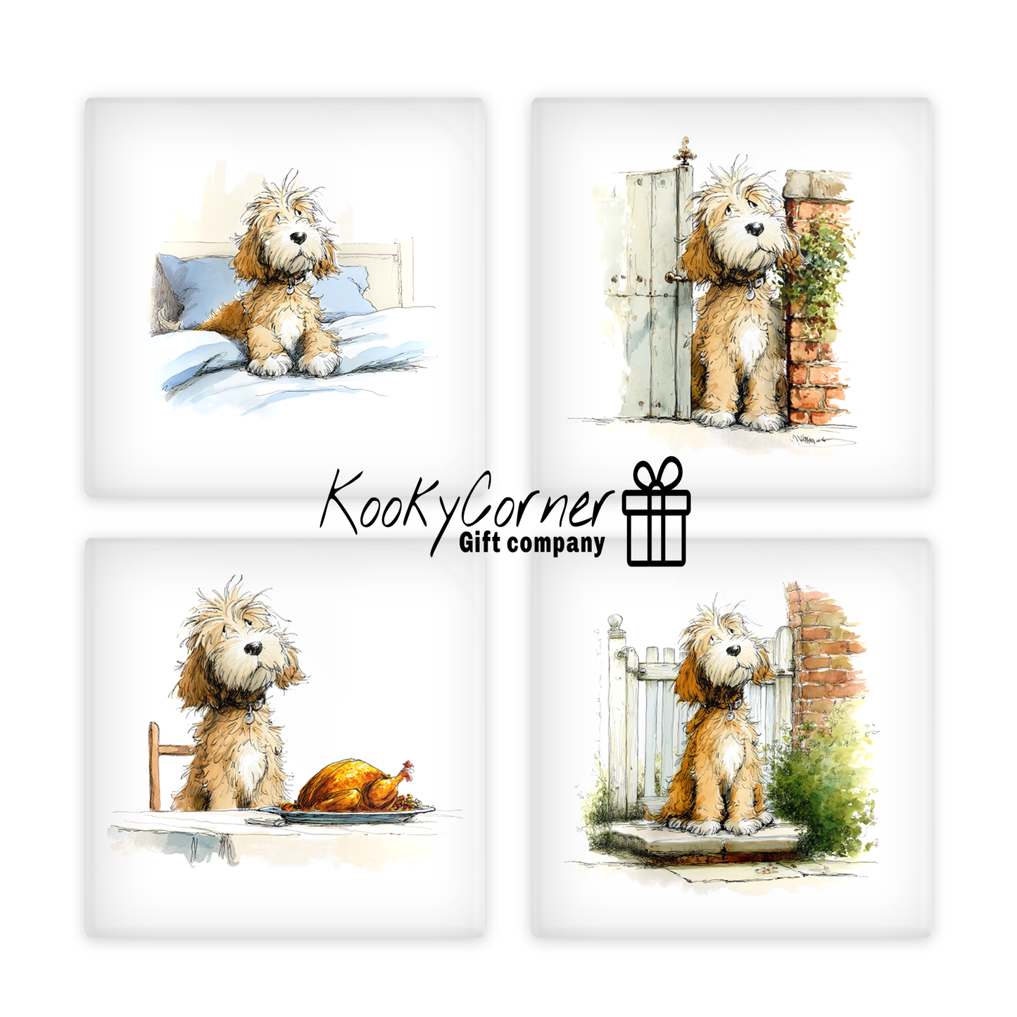 Cockapoo Glass Coaster Set