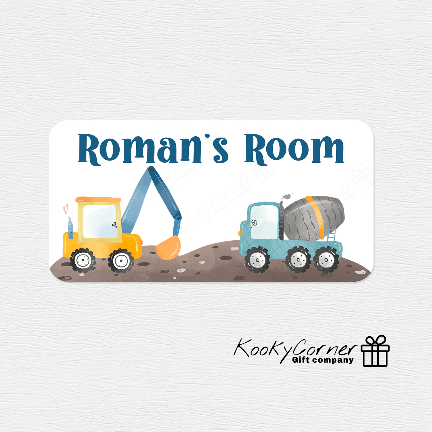 Construction Vehicles Children's Door Plaque