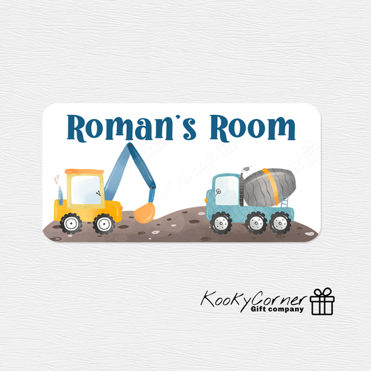 Construction Vehicles Children's Door Plaque