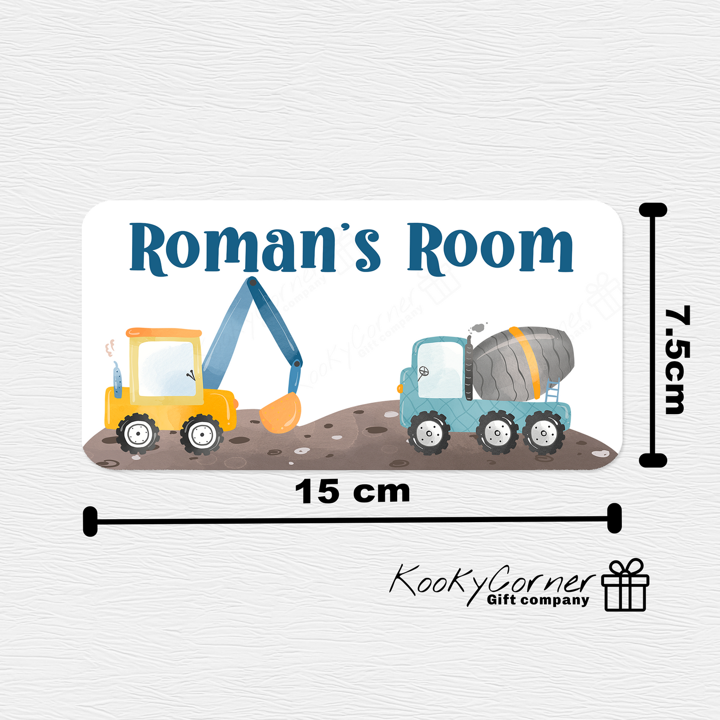 Construction Vehicles Children's Door Plaque