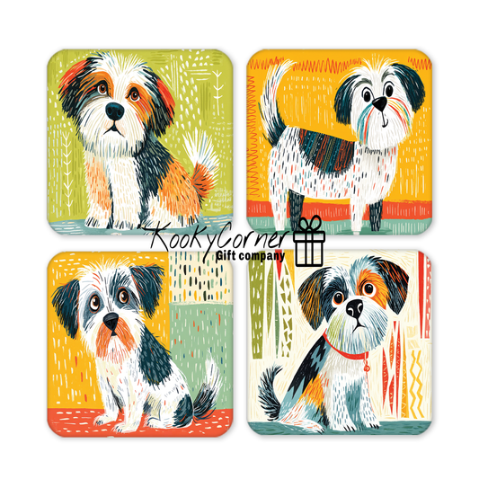 Doodle Dogs Hardwood Coaster Set
