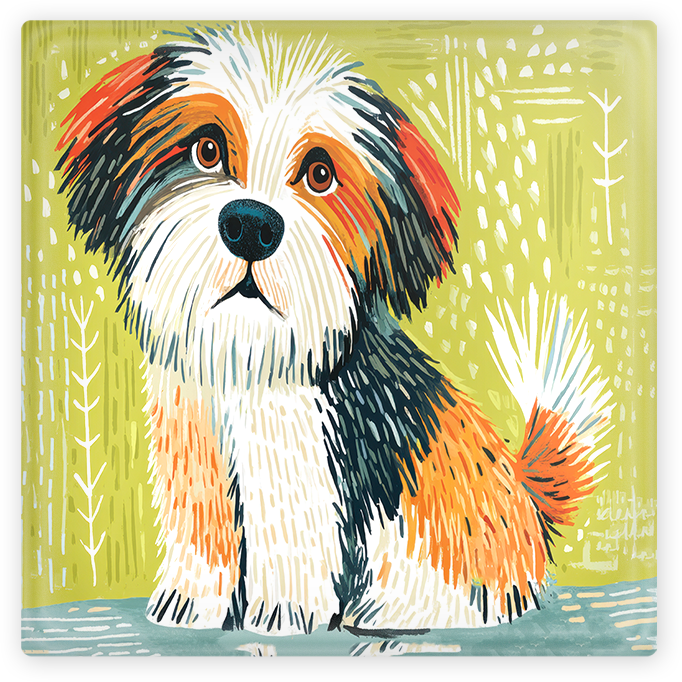 Doodle Dog Glass Coaster Set