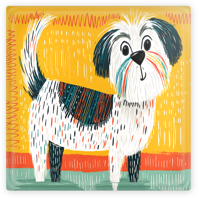 Doodle Dog Glass Coaster Set