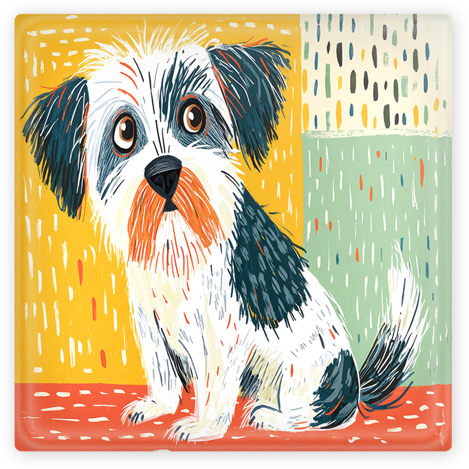 Doodle Dog Glass Coaster Set
