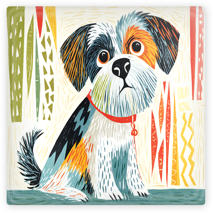 Doodle Dog Glass Coaster Set