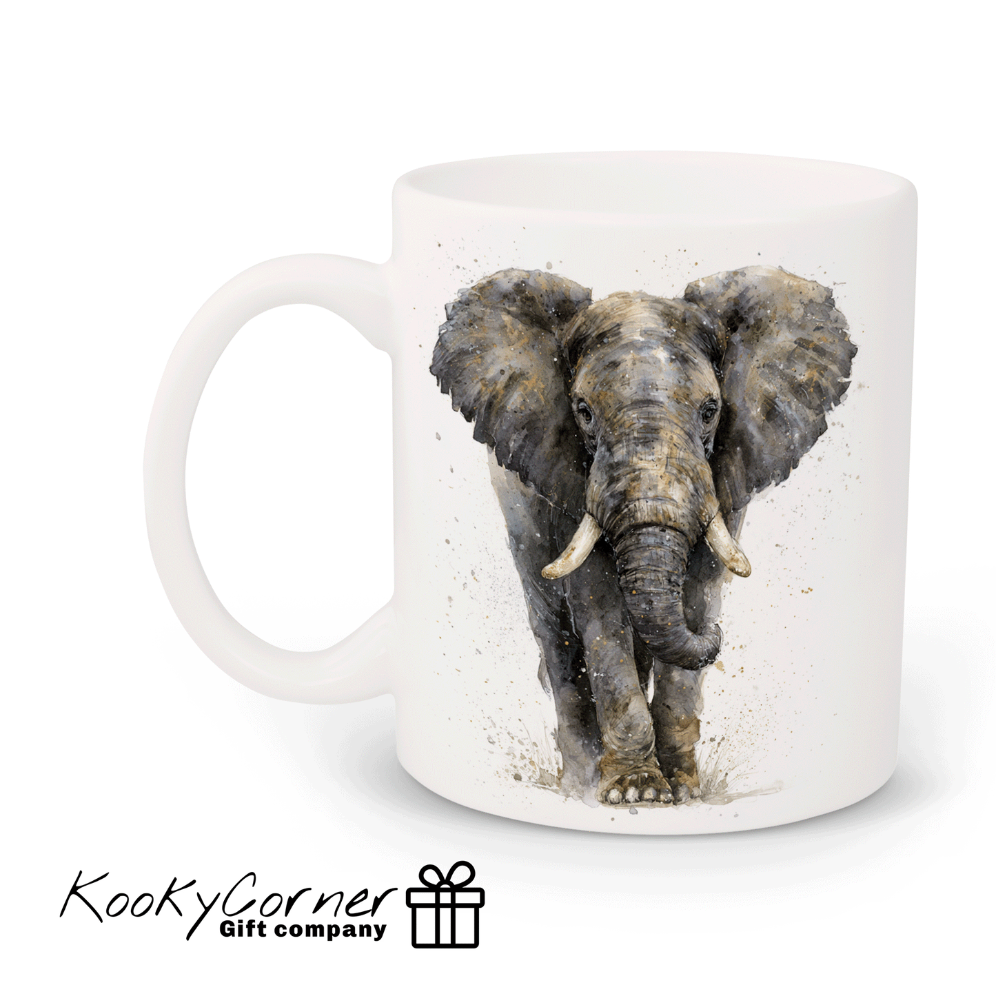 Elephant Watercolour Splash Art Mug