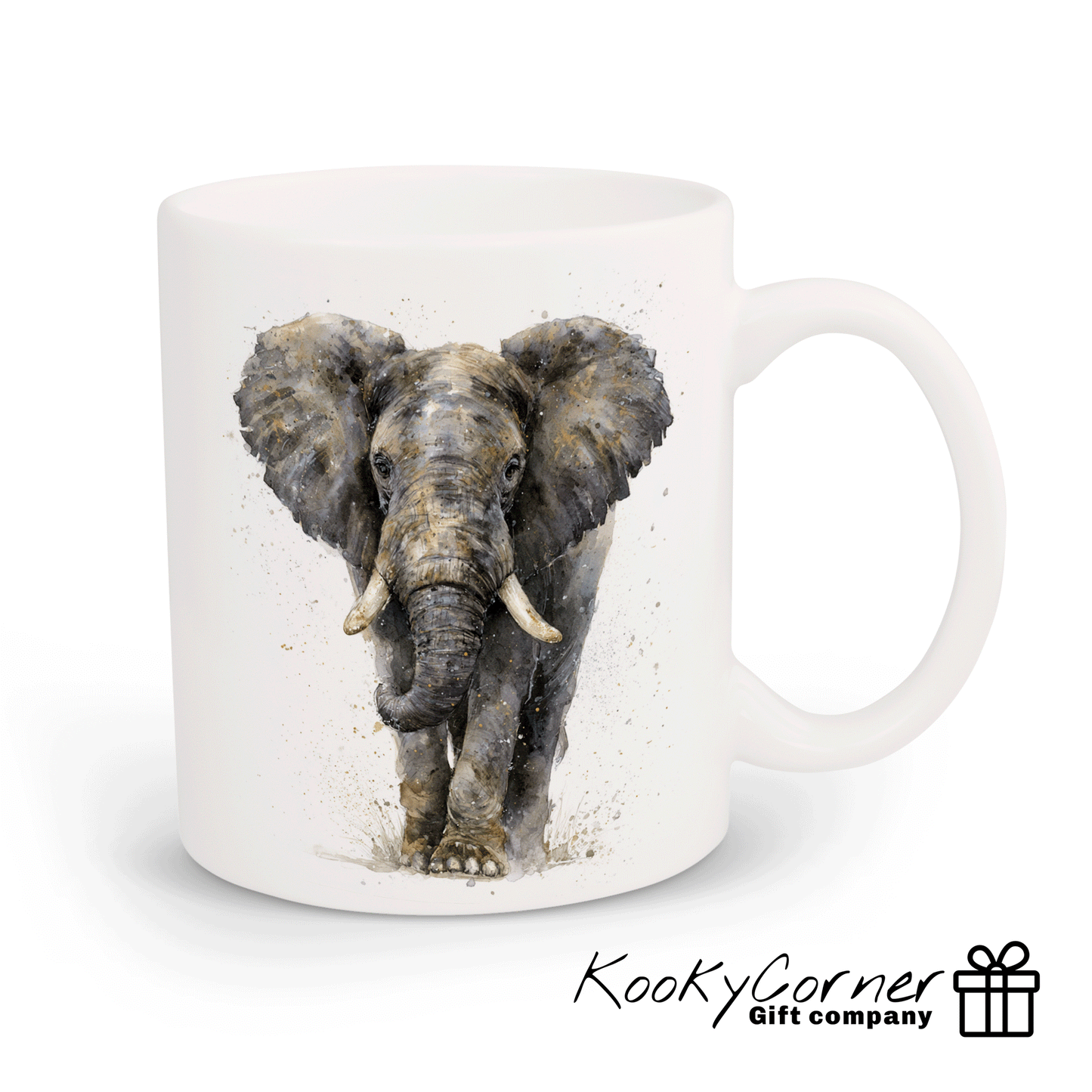Elephant Watercolour Splash Art Mug
