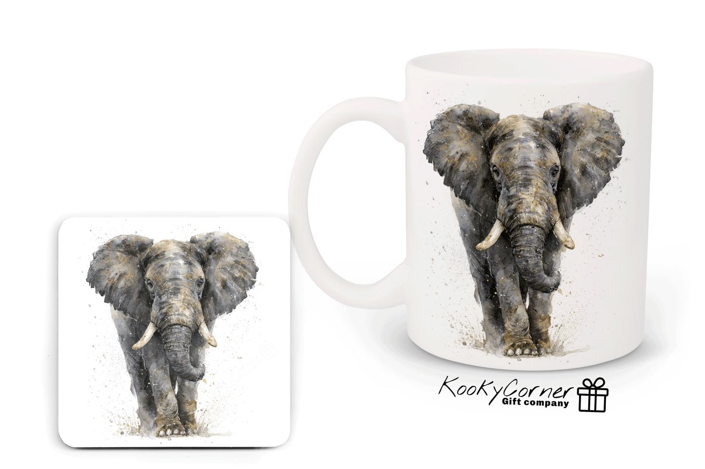 Elephant Watercolour Splash Art Mug