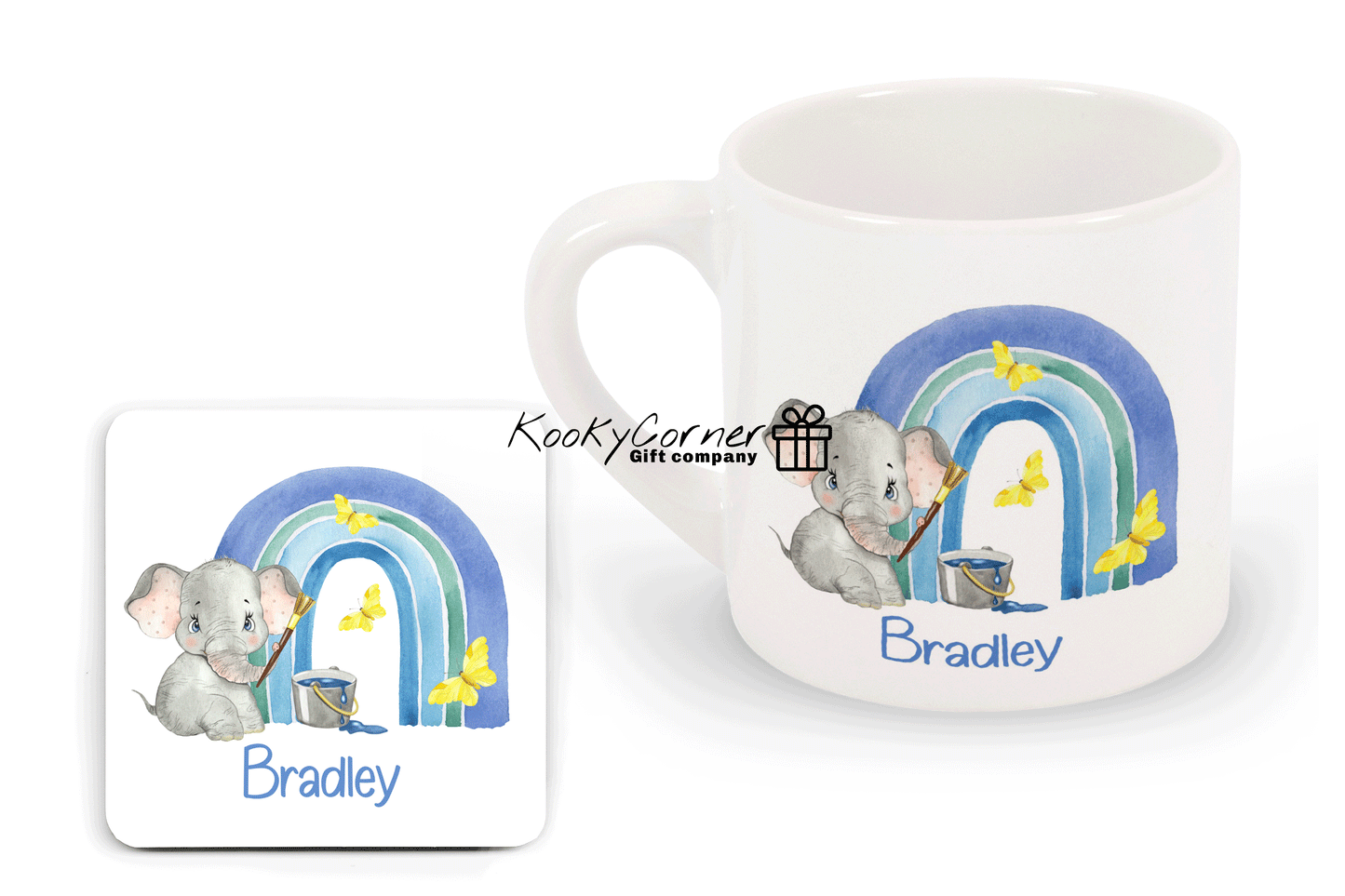 Elephant Rainbow Blue Children's Mug
