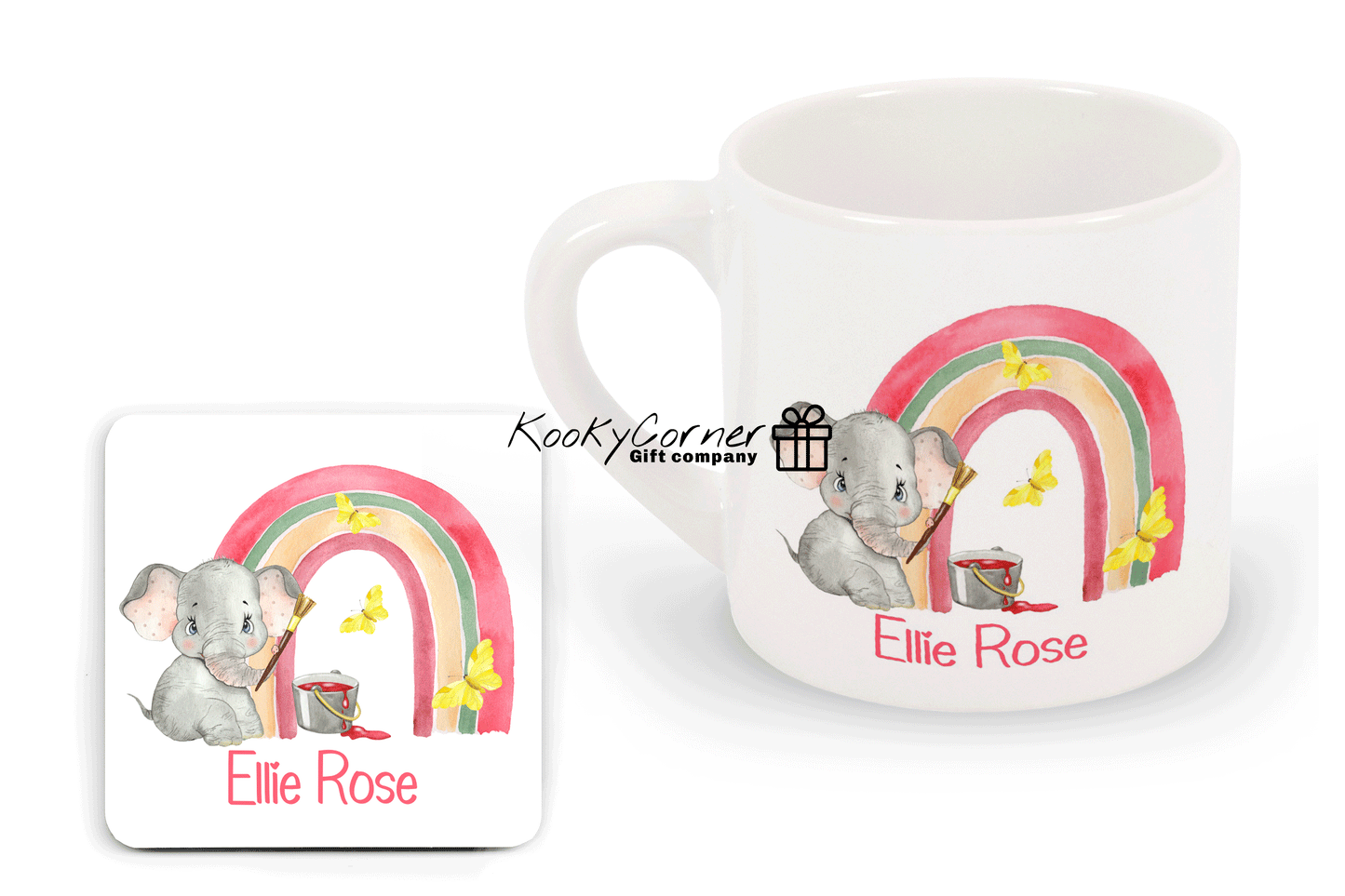 Elephant Rainbow Pink Children's Mug
