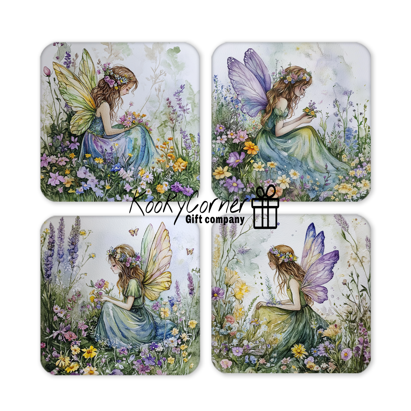 Enchanting Fairy Hardwood Coaster Set