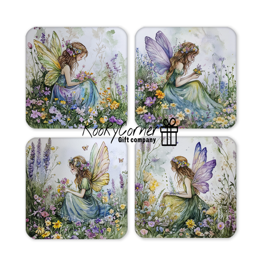 Enchanting Fairy Hardwood Coaster Set