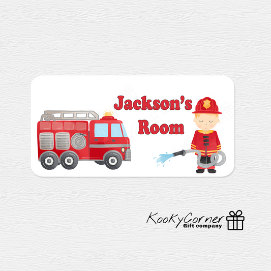 Fireman Children's Door Plaque