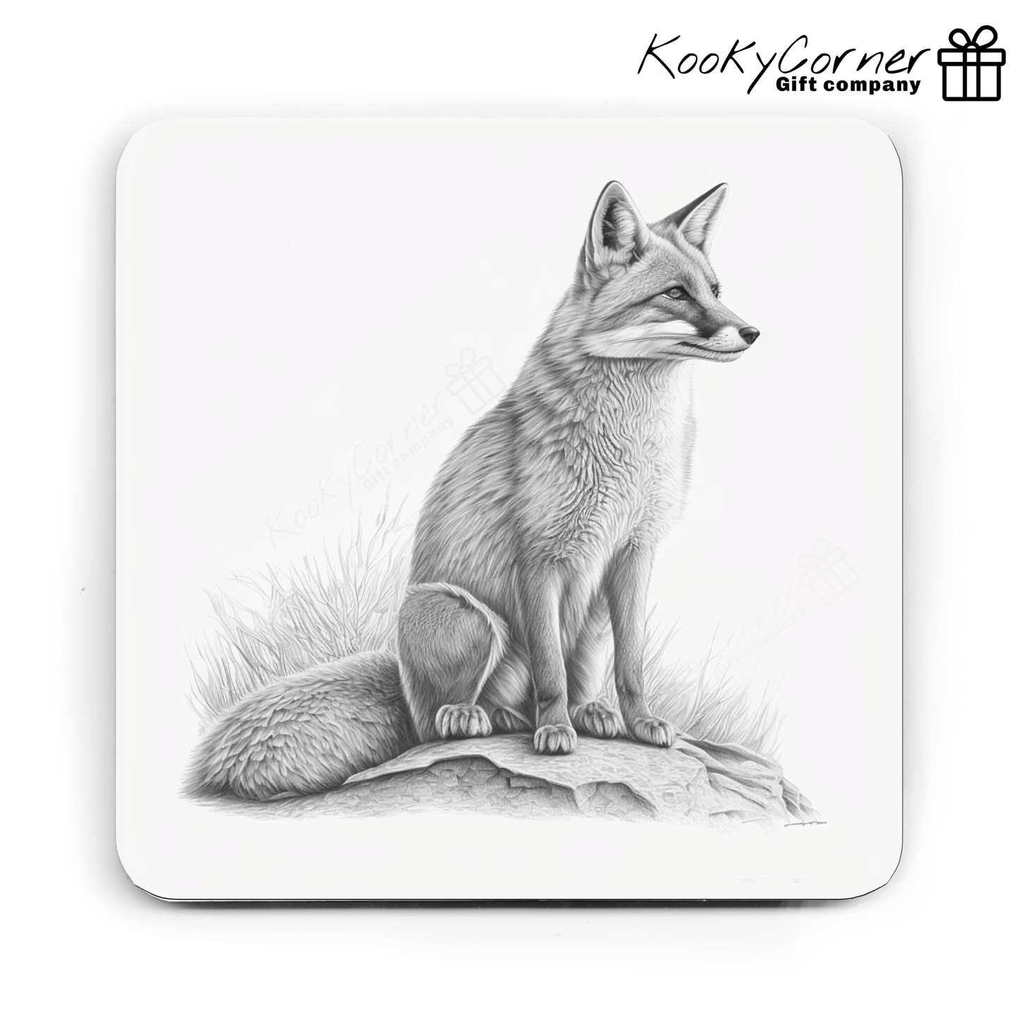 Woodland Animal Sketch Hardwood Coaster Set