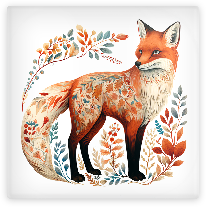 Folklore Fox Glass Coaster Set