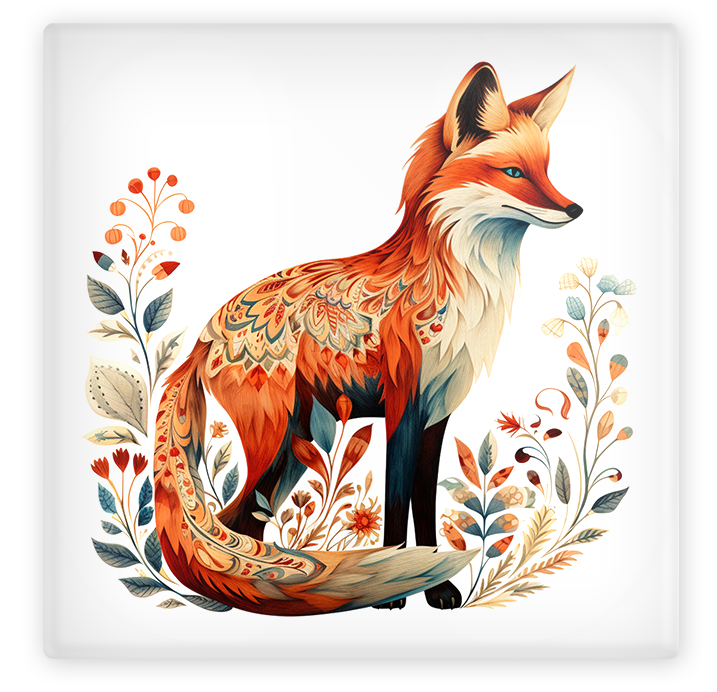 Folklore Fox Glass Coaster Set
