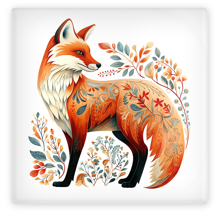 Folklore Fox Glass Coaster Set
