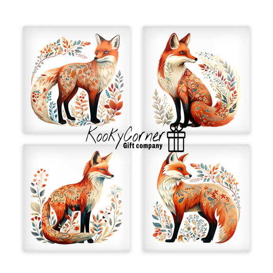 Folklore Fox Glass Coaster Set