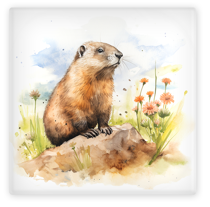 Groundhog Glass Coaster Set