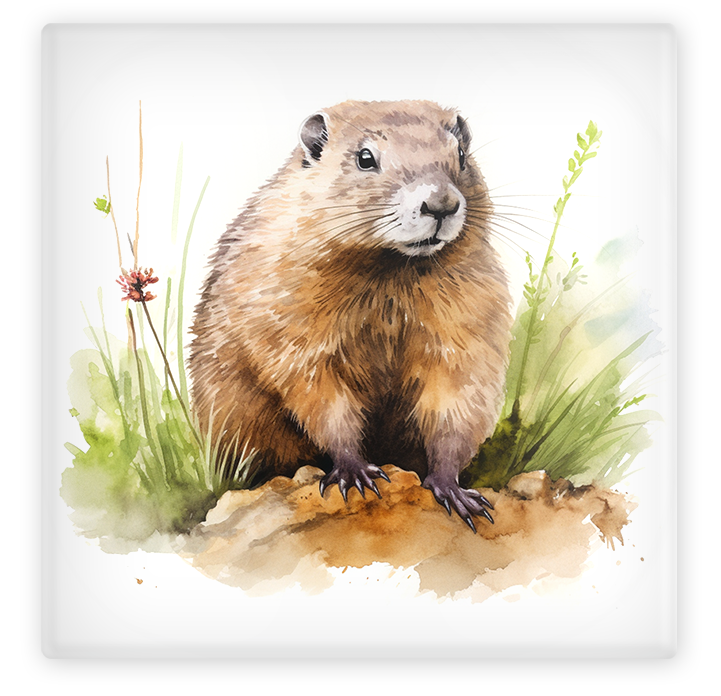 Groundhog Glass Coaster Set