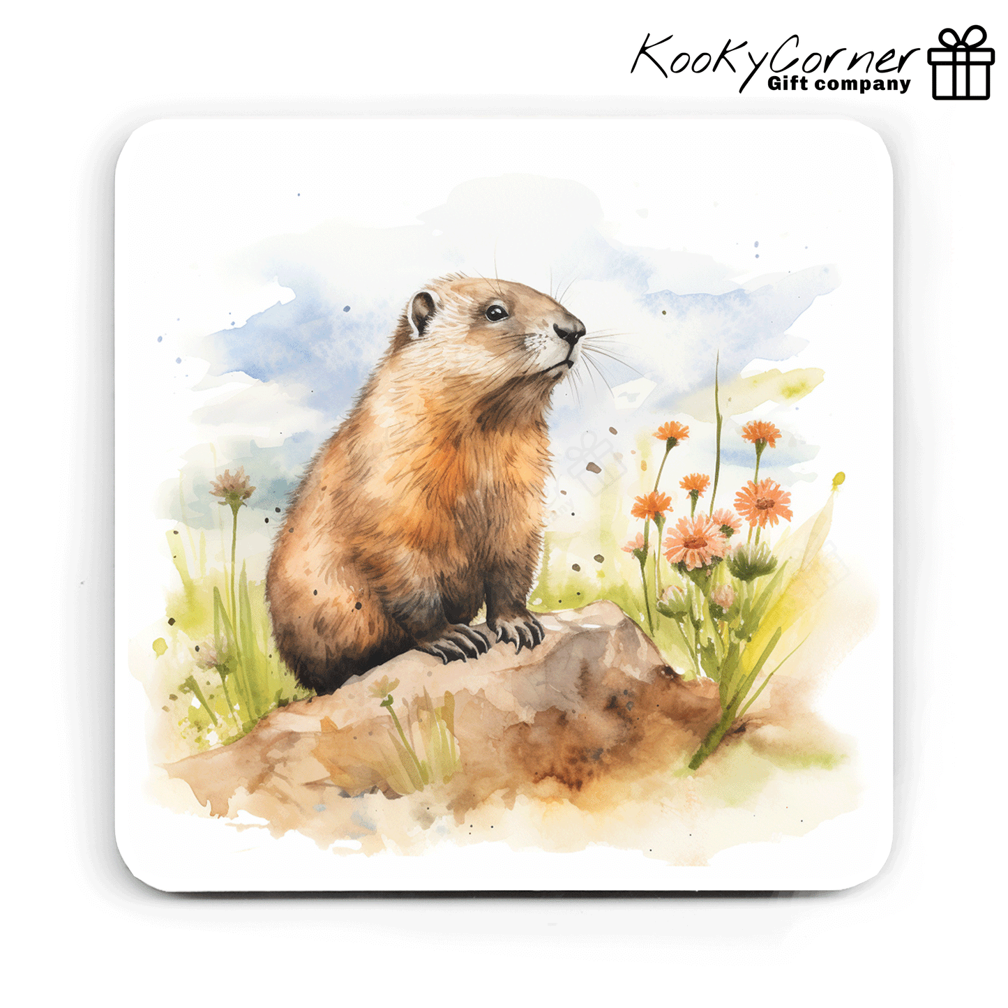 Groundhog Hardwood Coaster Set