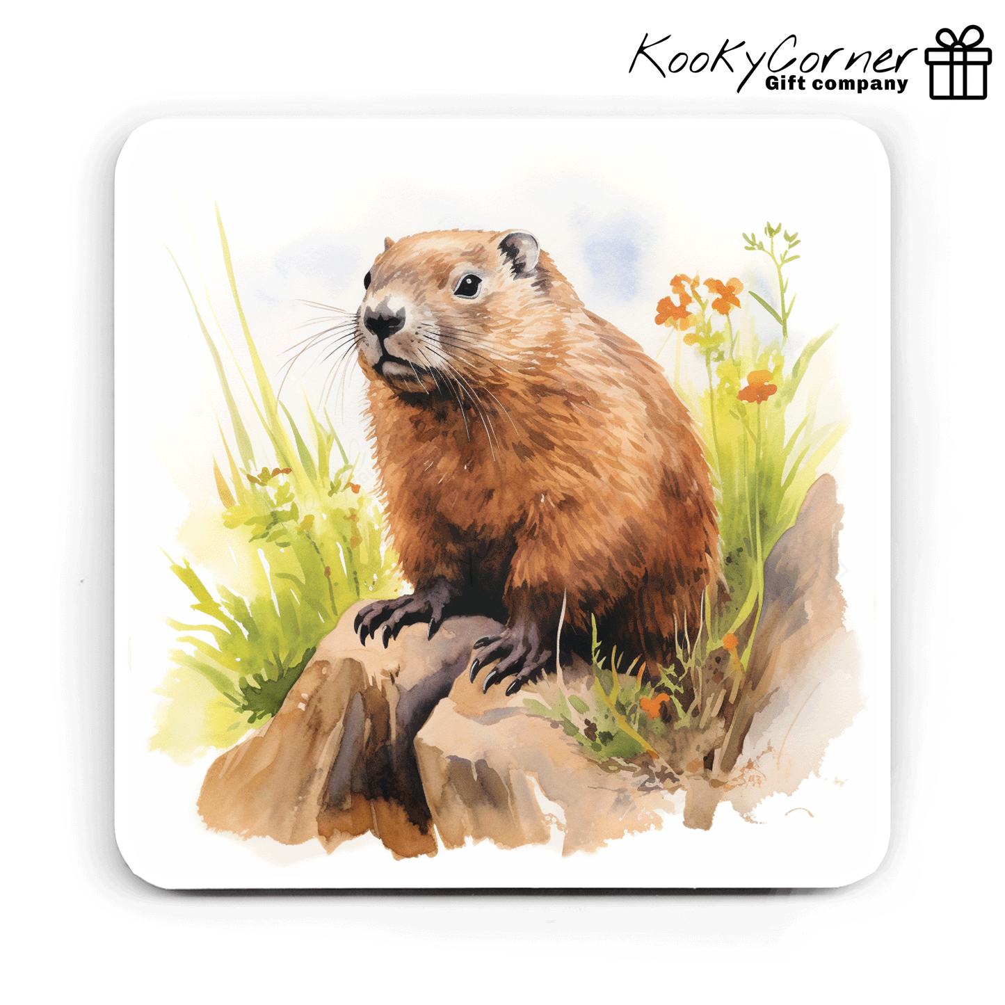 Groundhog Hardwood Coaster Set