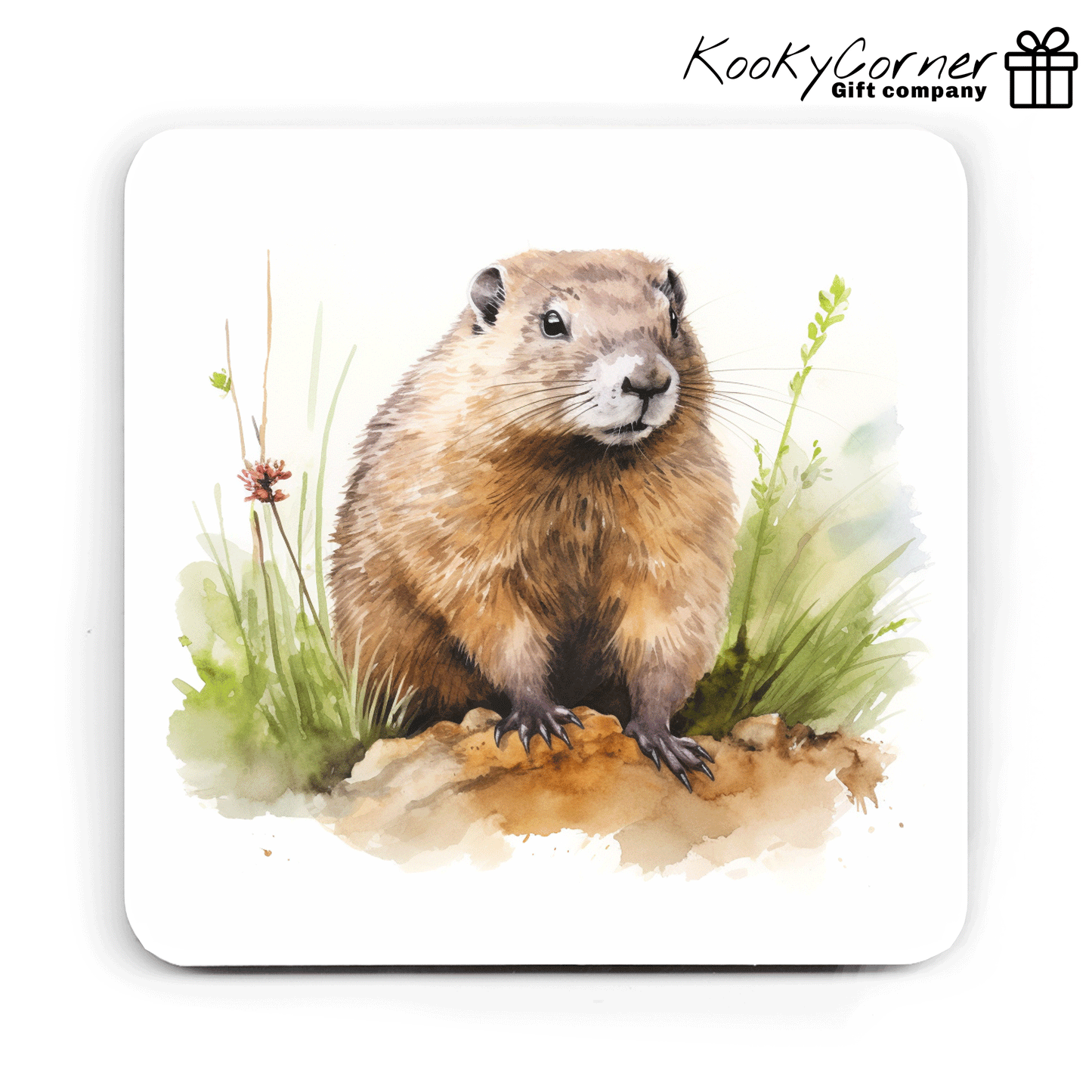 Groundhog Hardwood Coaster Set