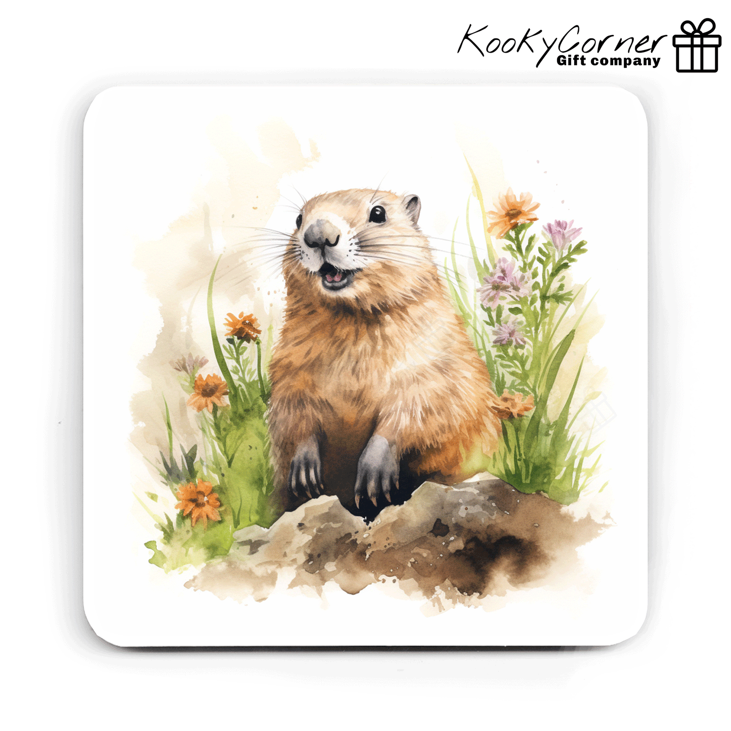 Groundhog Hardwood Coaster Set
