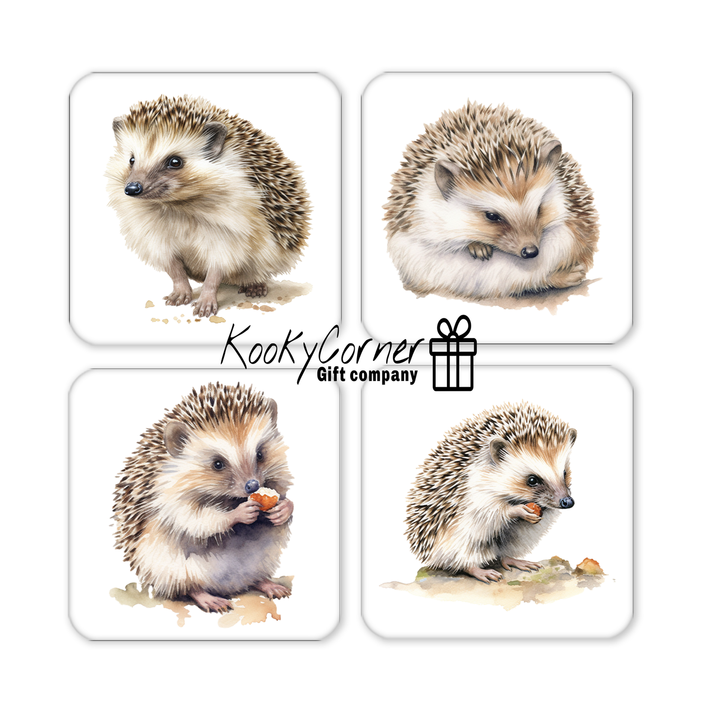 Hedgehog Hardwood Coaster Set