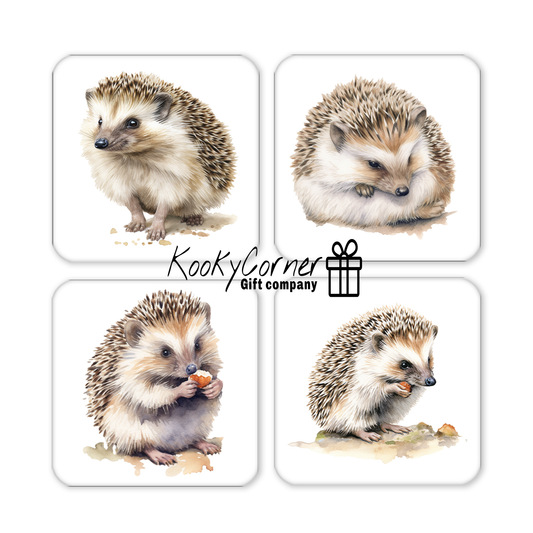 Hedgehog Hardwood Coaster Set
