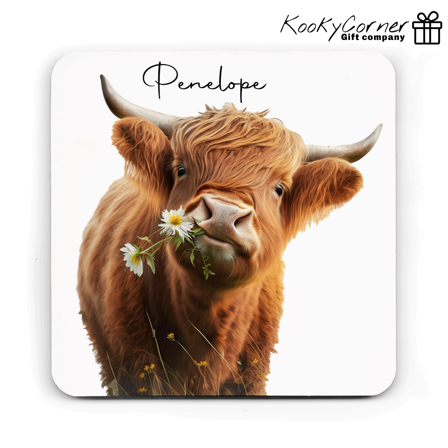 Highland Cow With Flowers Mug