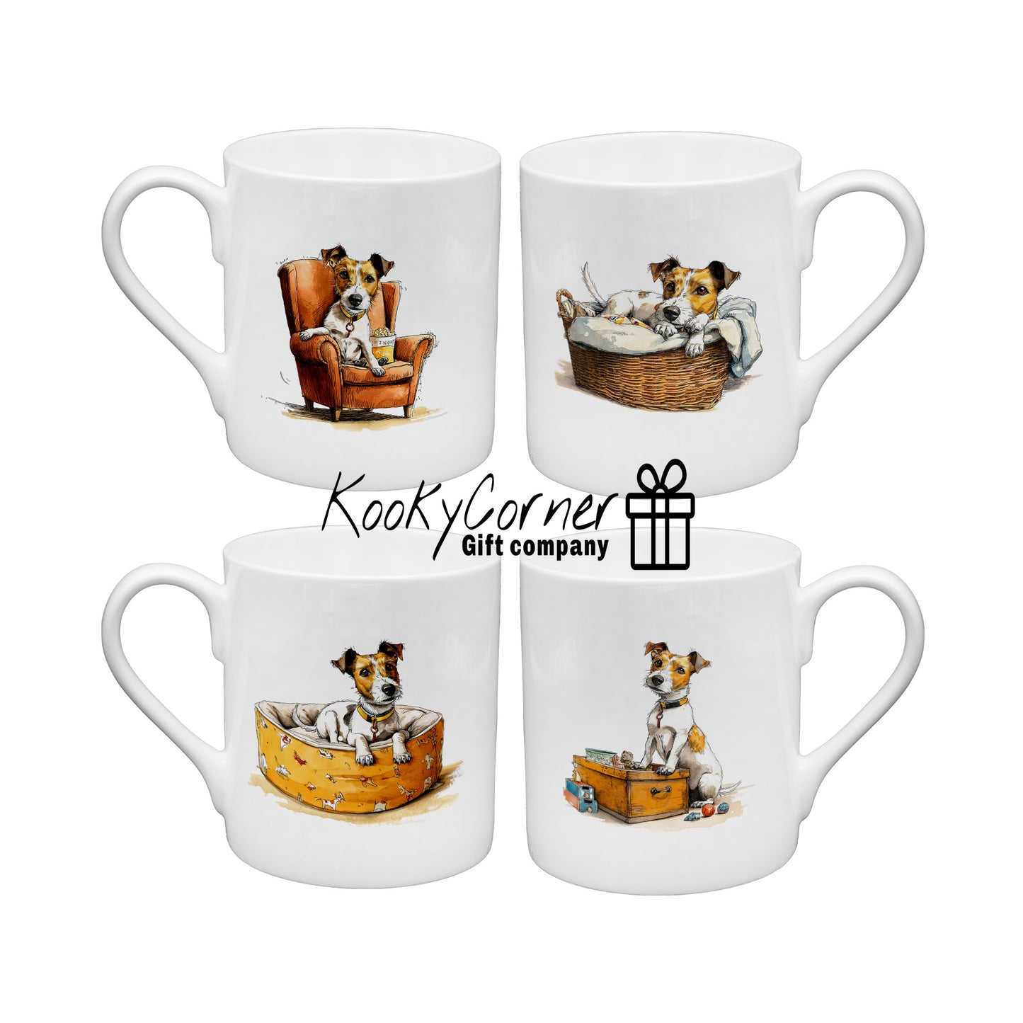 Jack Russell China Mug Set