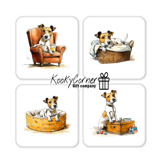 Jack Russell Hardwood Coaster Set