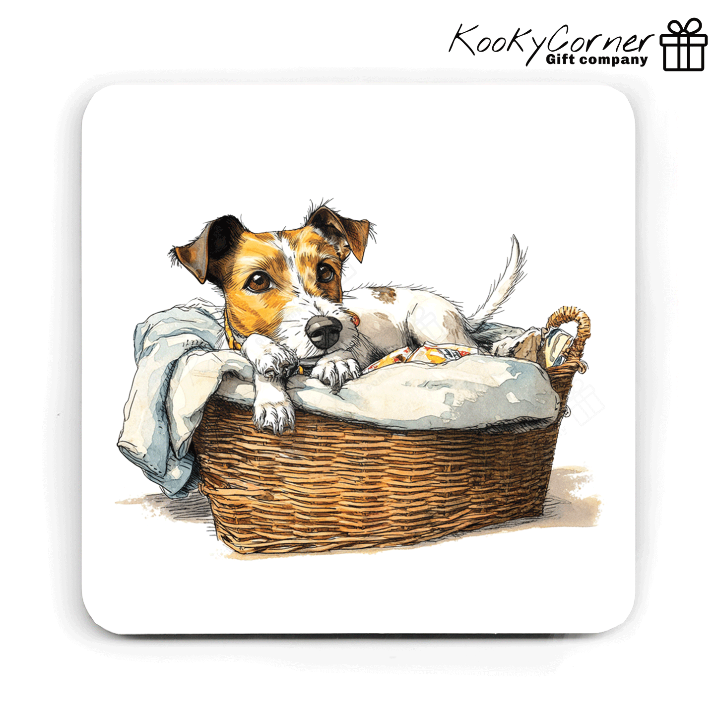 Jack Russell Hardwood Coaster Set